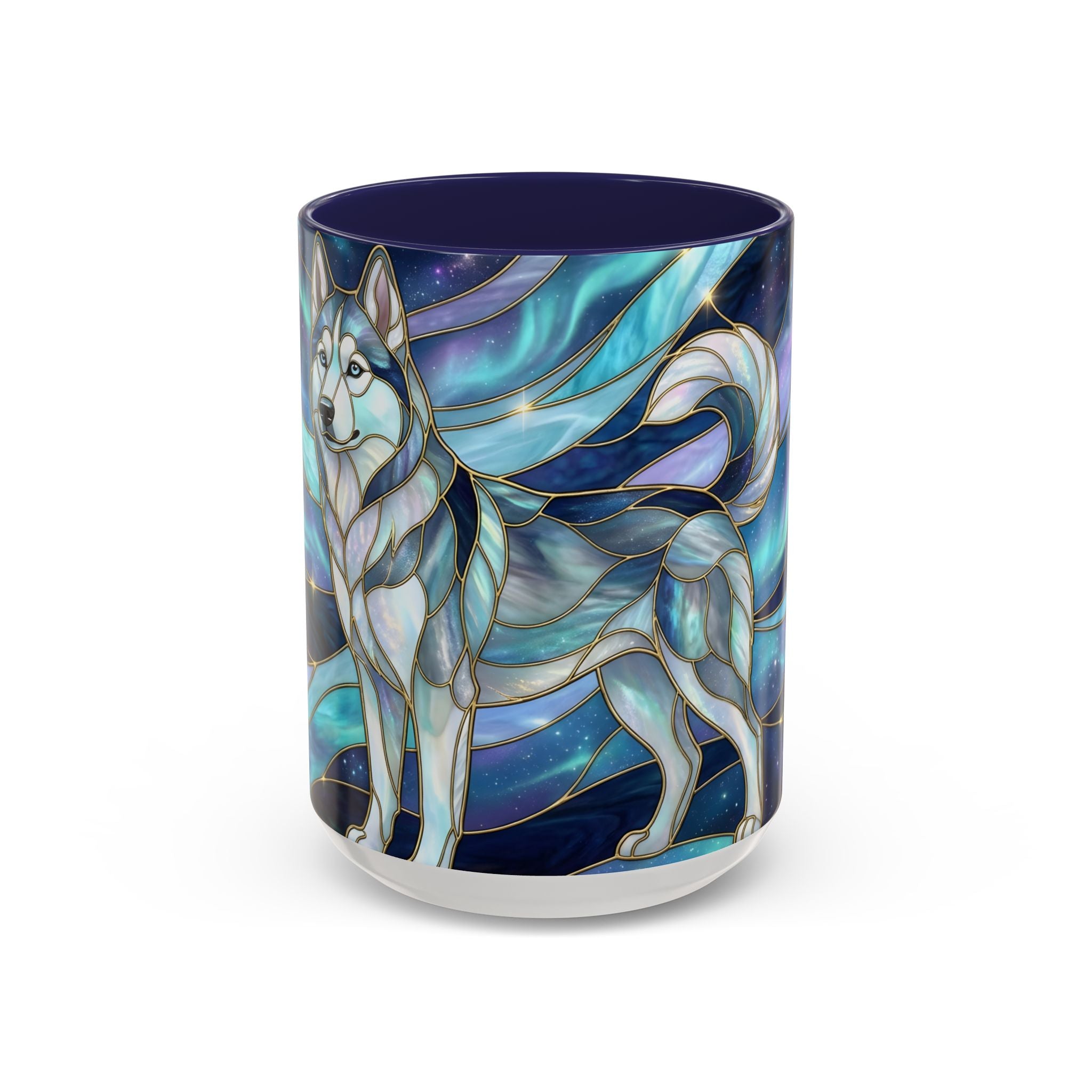 Aurora Husky Stained Glass Style Mug