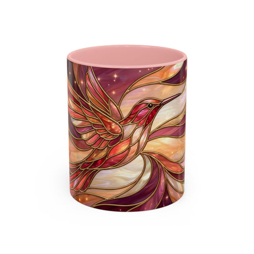 Rose Glow Hummingbird Stained Glass Style Mug