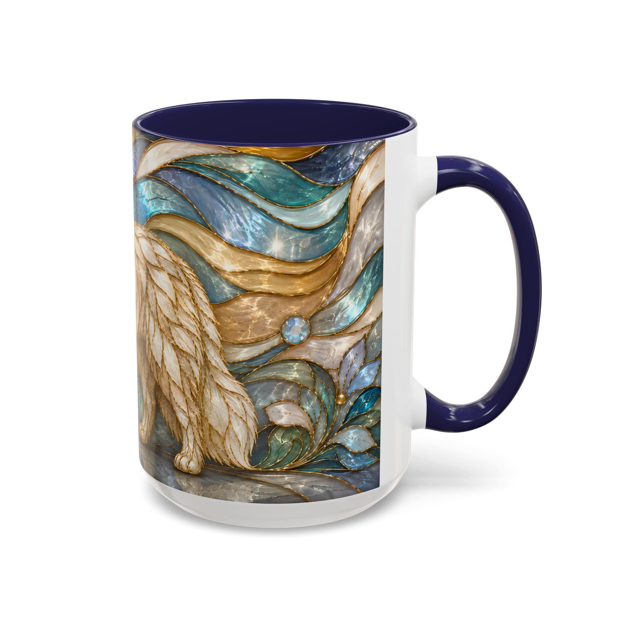 Blue Glow Great Pyrenees Stained Glass Style Mug