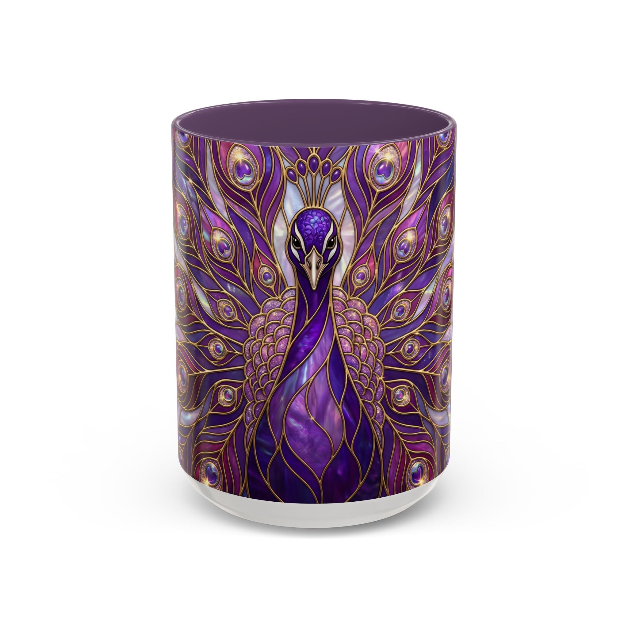 Purple Peacock Stained Glass Style Mug