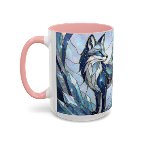 Icy Blue Fox Stained Glass Style Mug
