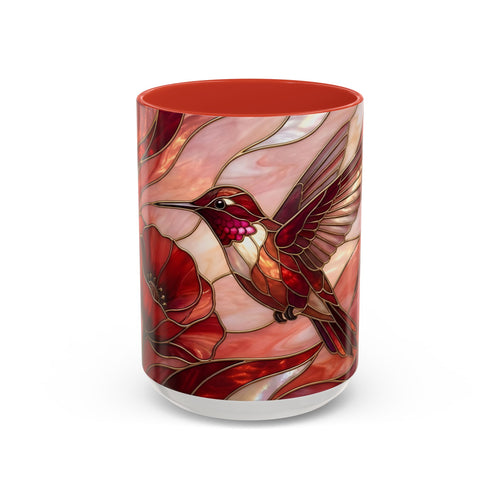 Scarlet Bloom Hummingbird Stained Glass Style Mug