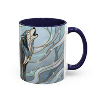 Mystical Blue Wolf Stained Glass Style Mug