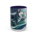 River Moon Wolf Stained Glass Style Mug