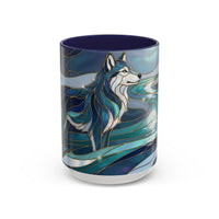 River Moon Wolf Stained Glass Style Mug