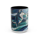 River Moon Wolf Stained Glass Style Mug