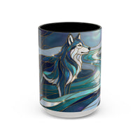River Moon Wolf Stained Glass Style Mug