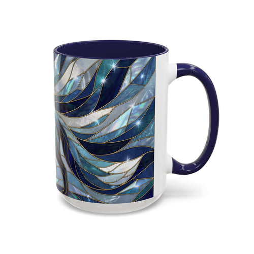 Icy Blue Fox Stained Glass Style Mug