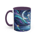 Moonlit Lake Wolf Stained Glass Style Mug