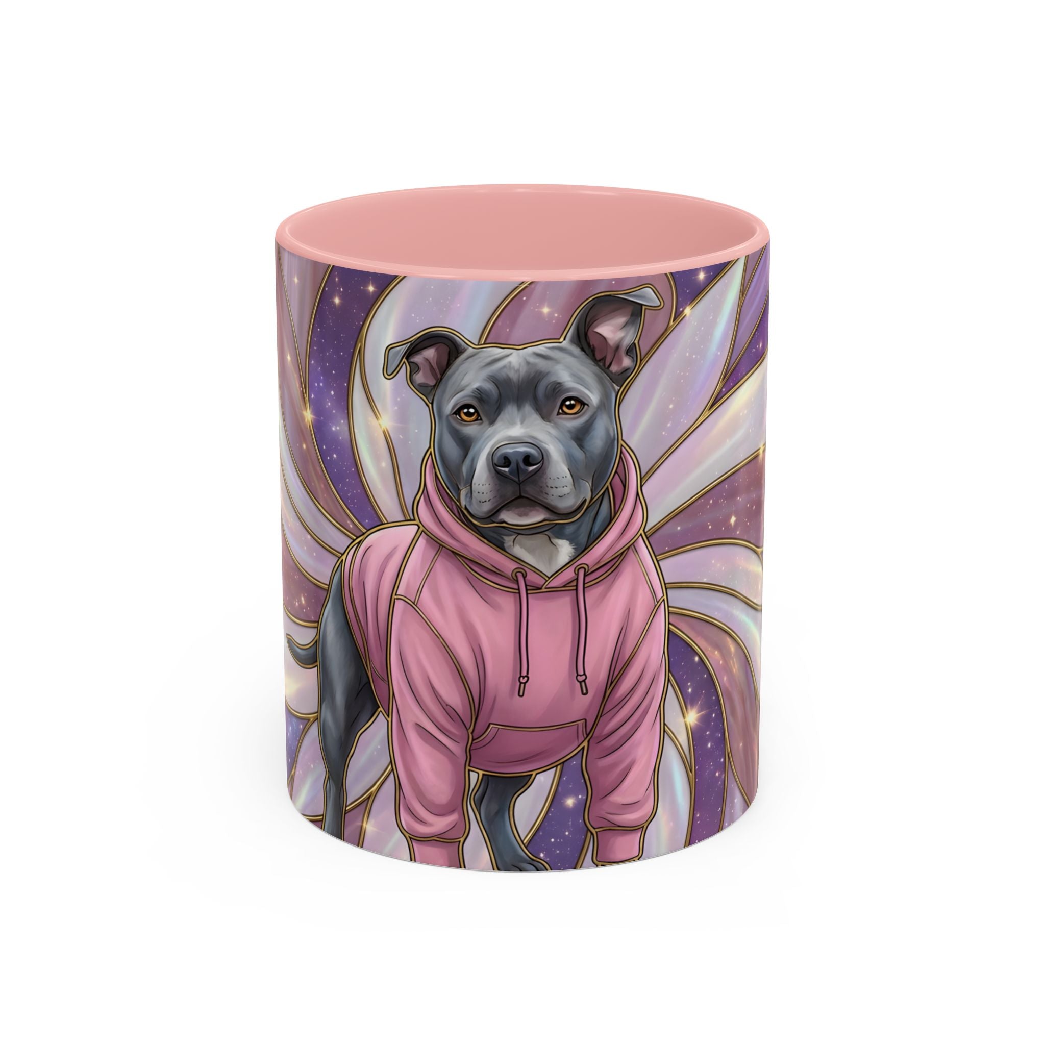 Rose Glow Staffordshire Bull Terrier Stained Glass Style Mug