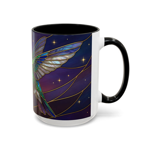 Sunset Sky Hummingbird Stained Glass Style Mug