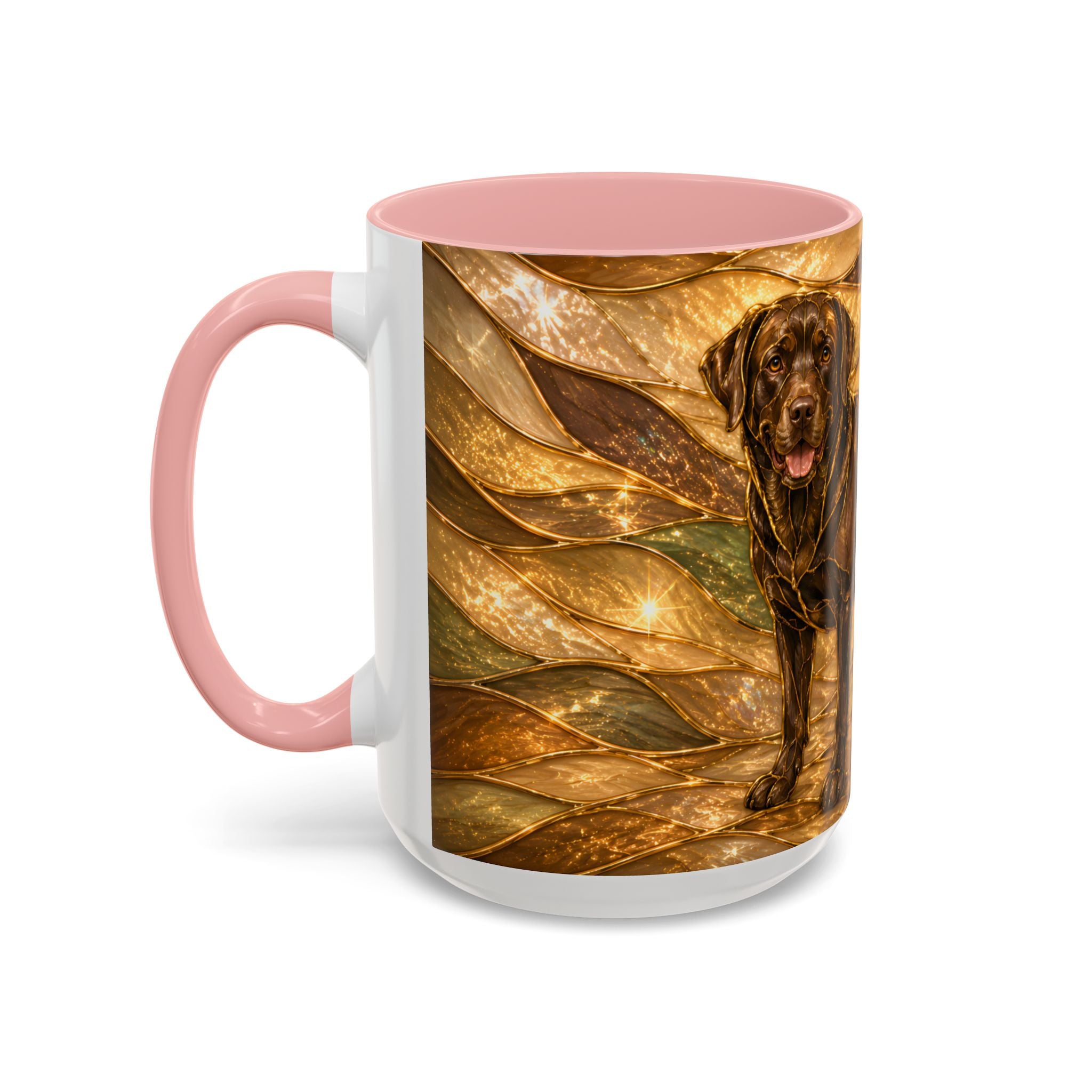 Honey Glow Chocolate Labrador Retriever Stained Glass Style Mug