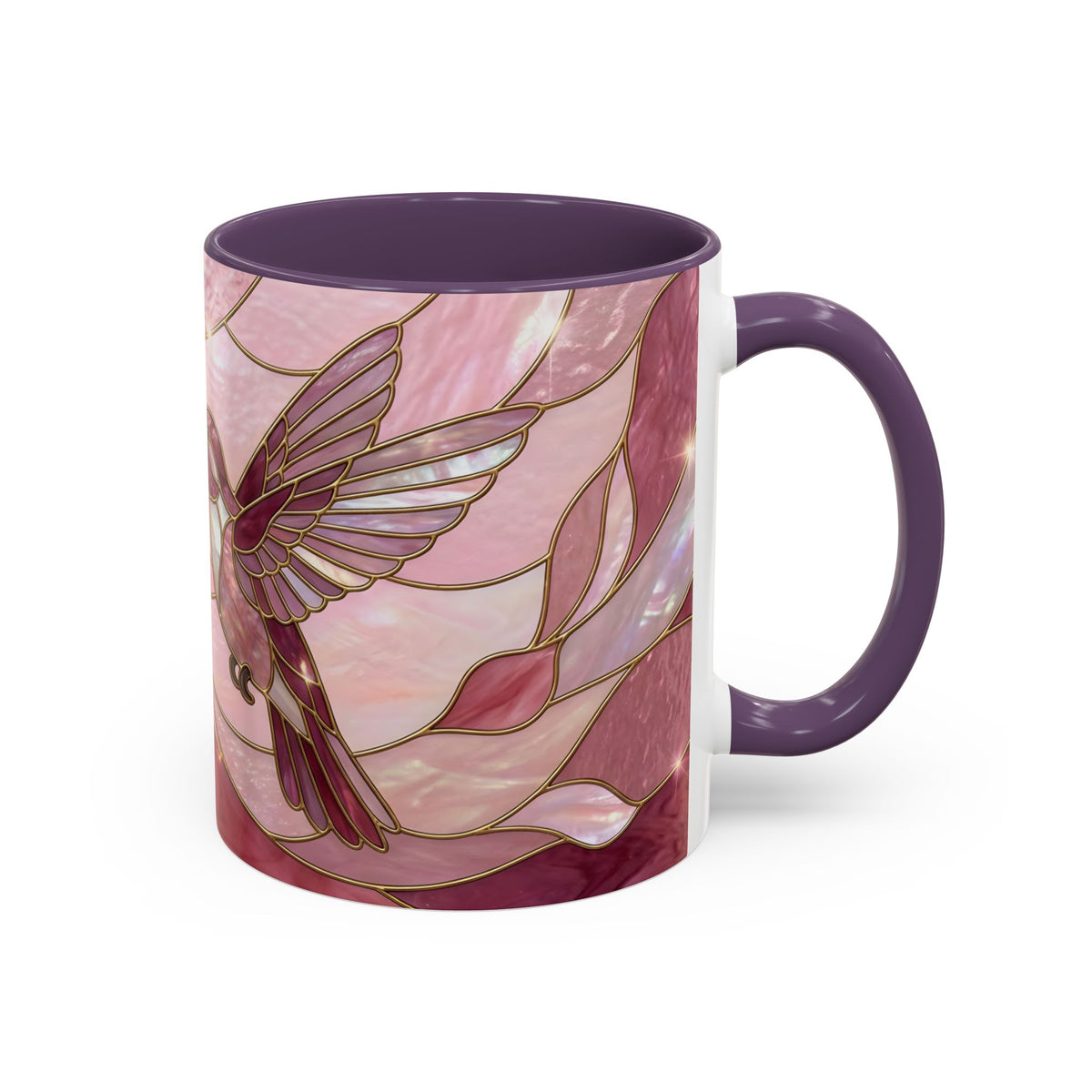 Pink Blossom Hummingbird Stained Glass Style Mug