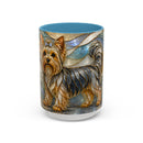 Blue Glow Yorkshire Terrier Stained Glass Style Mug