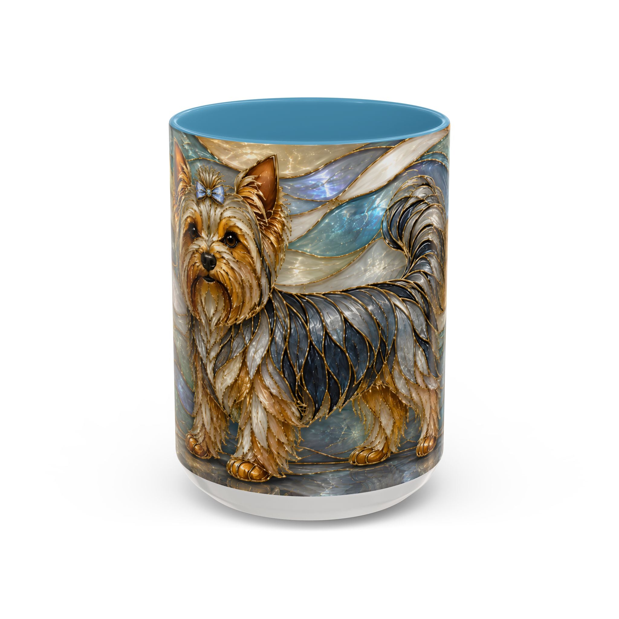 Blue Glow Yorkshire Terrier Stained Glass Style Mug