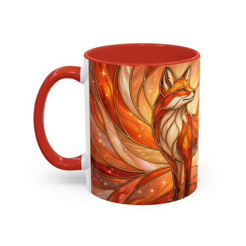 Orange Glow Fox Stained Glass Style Mug