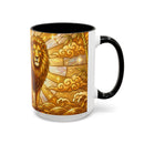 Golden Sakura Lion Stained Glass Style Mug