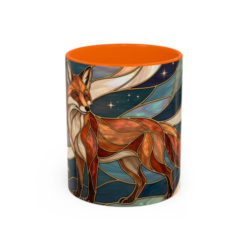 Teal Night Fox Stained Glass Style Mug