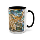 Blue Glow Great Pyrenees Stained Glass Style Mug