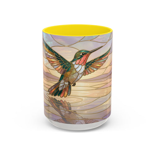 Serene Horizon Hummingbird Stained Glass Style Mug