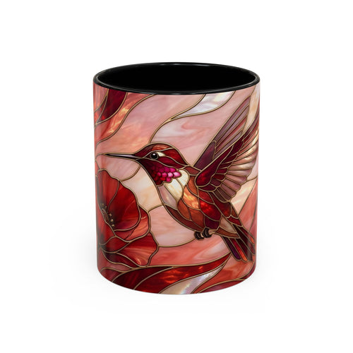 Scarlet Bloom Hummingbird Stained Glass Style Mug