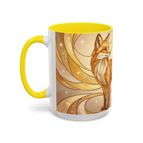 Golden Glow Fox Stained Glass Style Mug