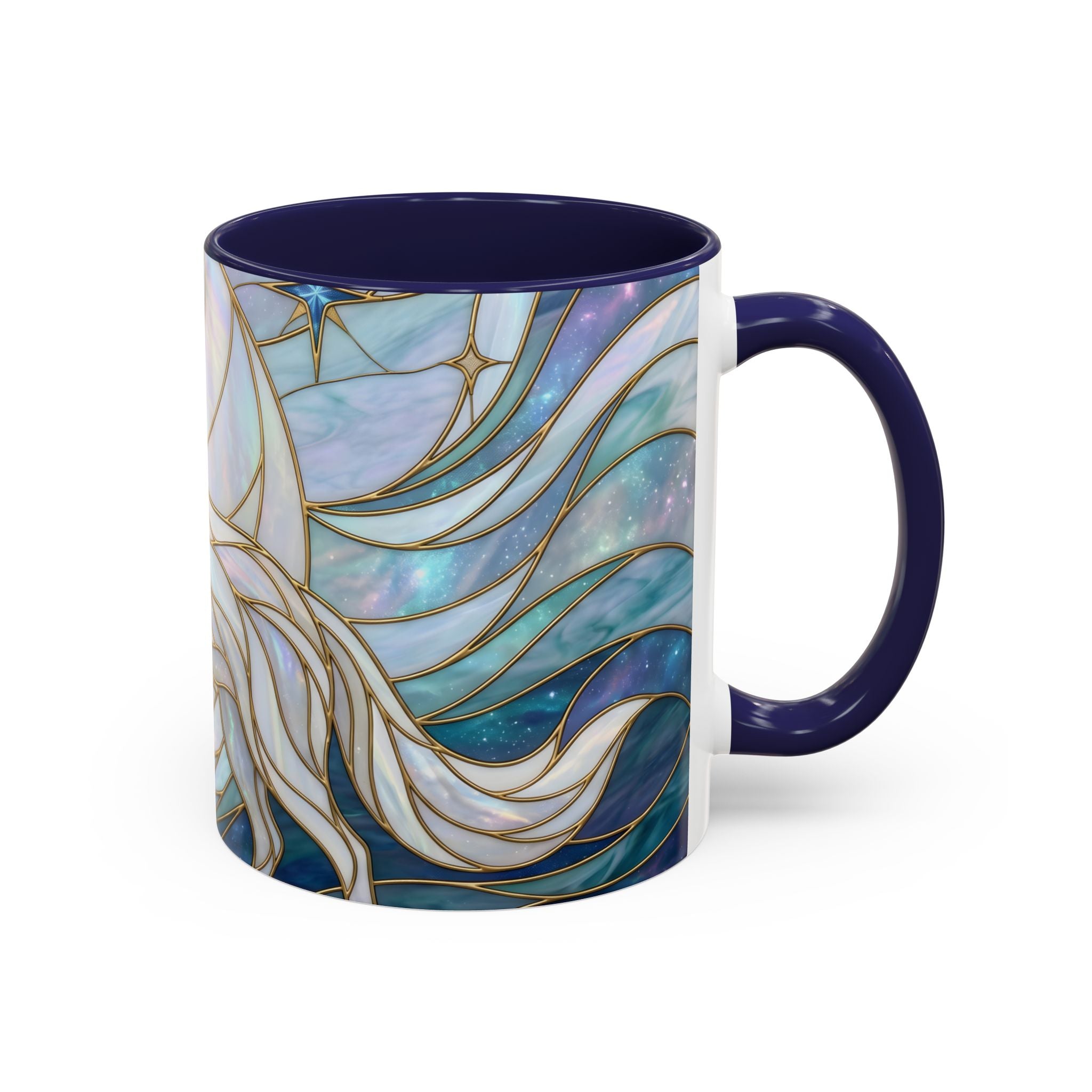 Pearl White Wolf Stained Glass Style Mug