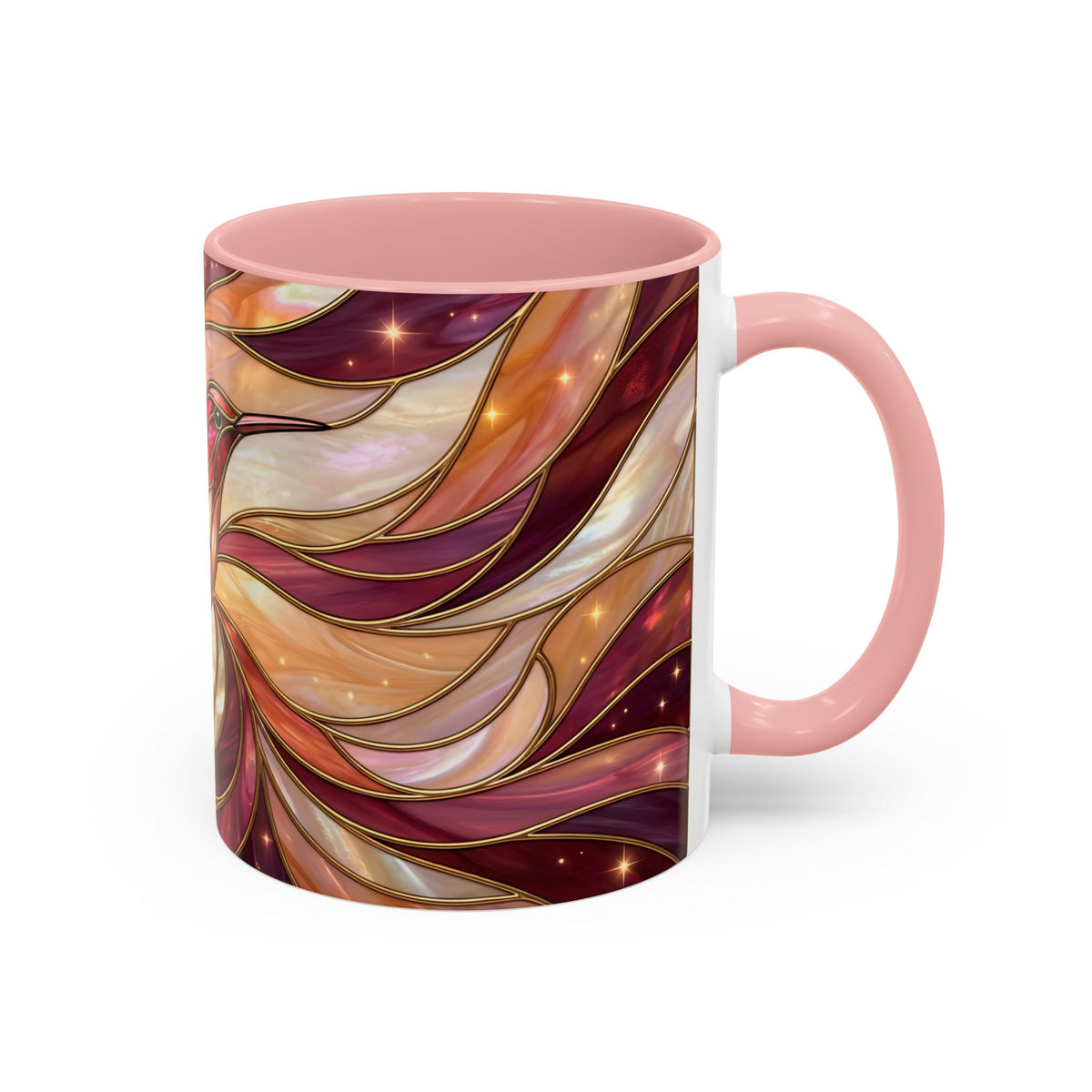 Rose Glow Hummingbird Stained Glass Style Mug