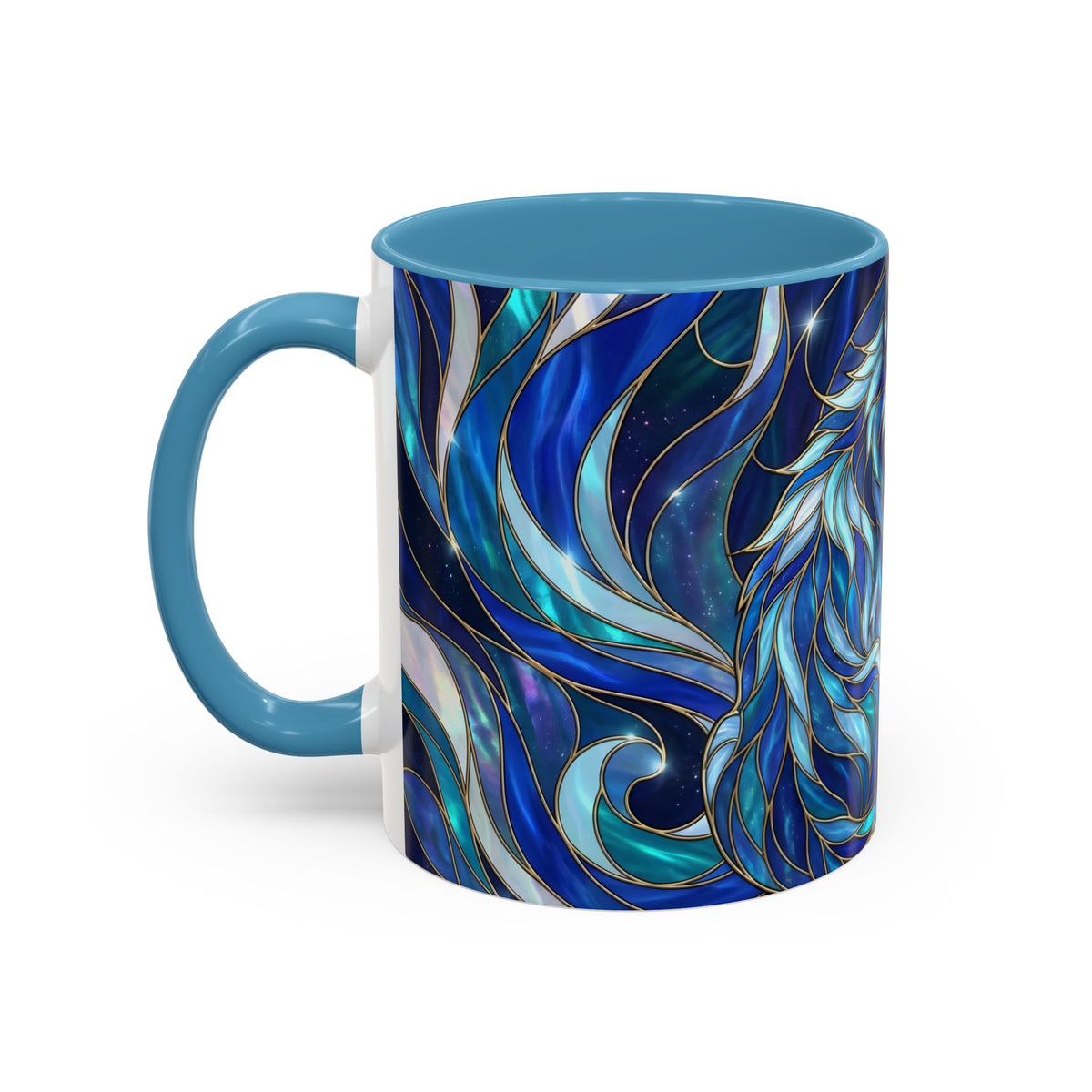 Cobalt Wolf Guardian Stained Glass Style Mug