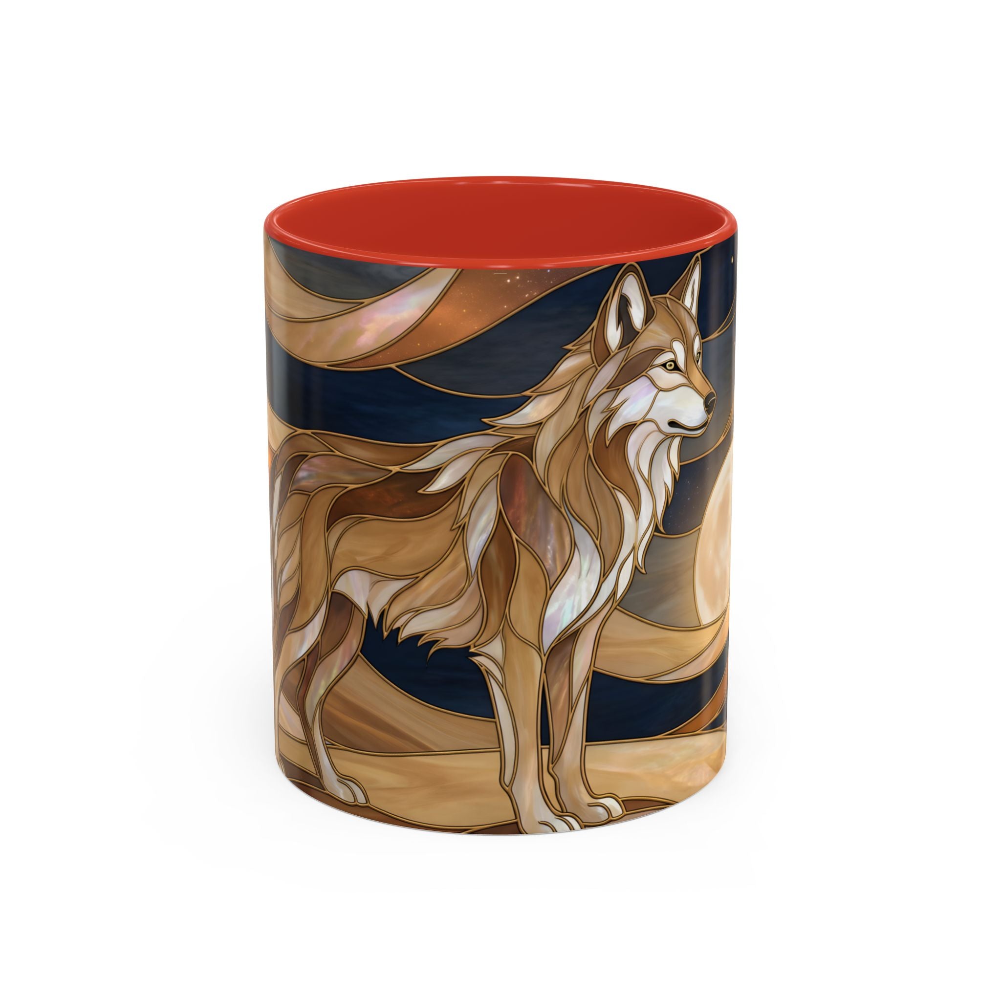 Nightscape Wolf Moon Stained Glass Style Mug
