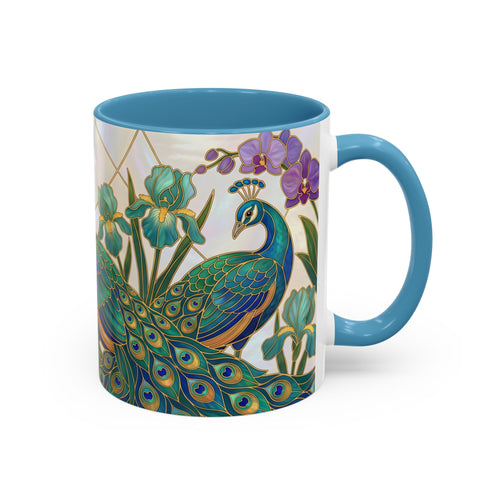Garden Peacock Stained Glass Style Mug