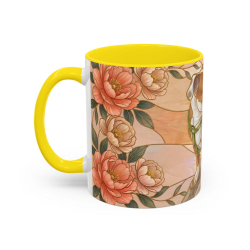 Custom Pet Photo Floral Stained Glass Style Mug