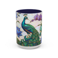 Blooming Peacock Stained Glass Style Mug