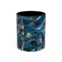 Blue Wolf Stained Glass Style Mug