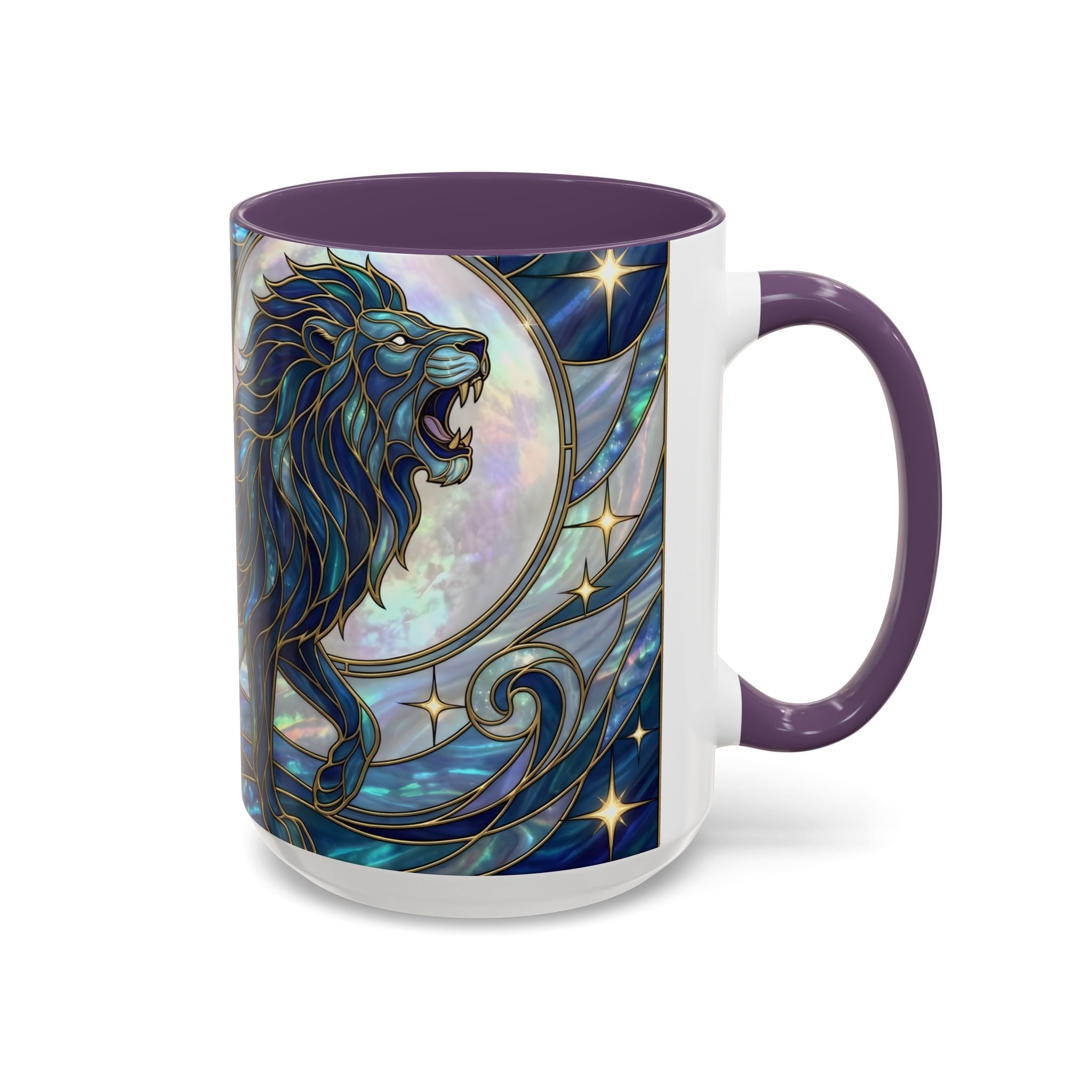 Sapphire Lion Stained Glass Style Mug
