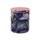 Night Sakura Wolf Stained Glass Style Wolf Coffee Mug
