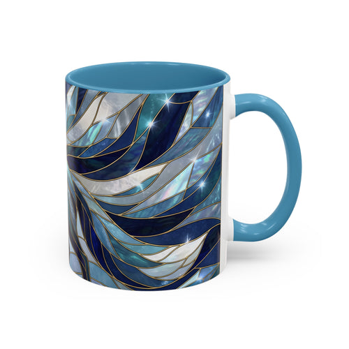 Icy Blue Fox Stained Glass Style Mug