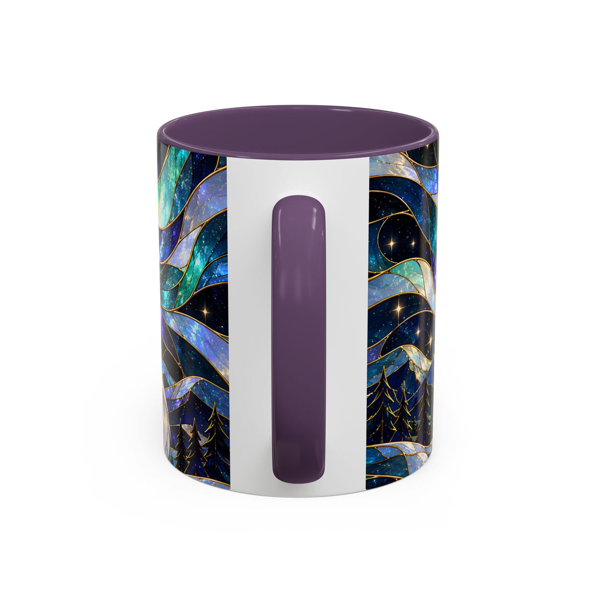 Northern Lights Wolf Stained Glass Style Mug