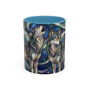 Twin Wolves Stained Glass Style Mug