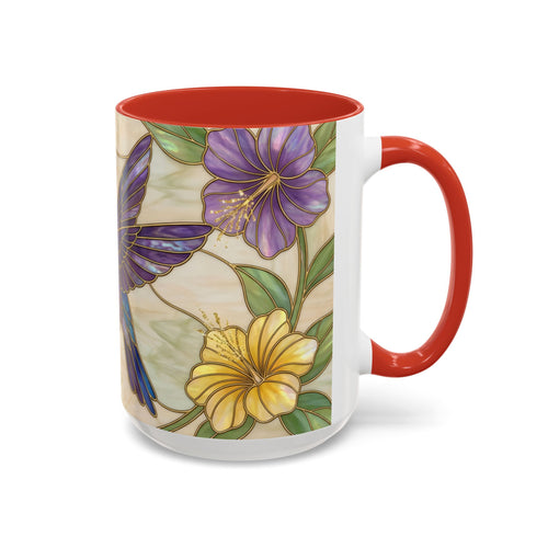 Garden Bloom Hummingbird Stained Glass Style Mug