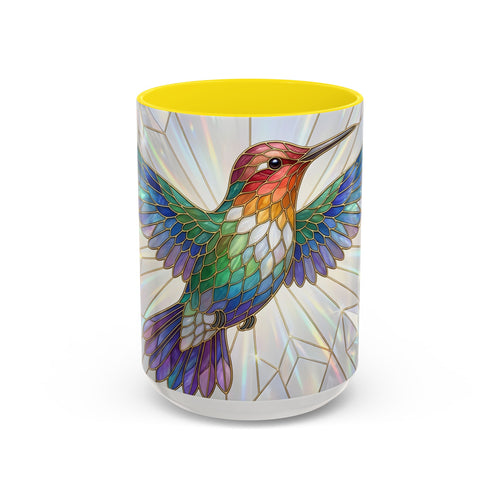 Rainbow Hummingbird Stained Glass Style Mug