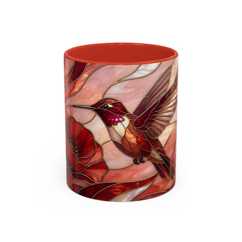 Scarlet Bloom Hummingbird Stained Glass Style Mug