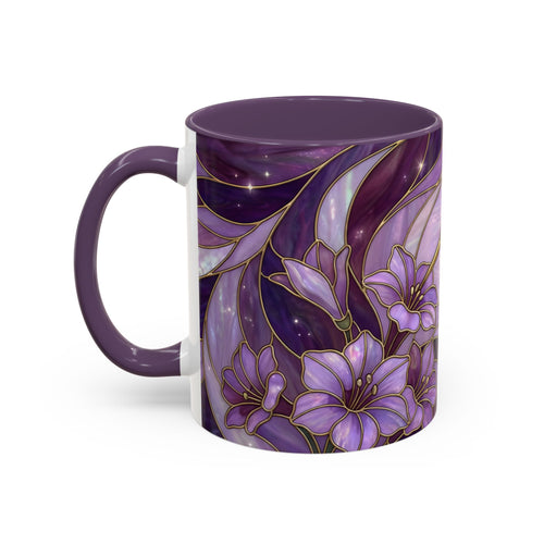 Purple Bloom Hummingbird Stained Glass Style Mug