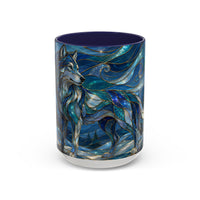 Blue Wolf Stained Glass Style Mug
