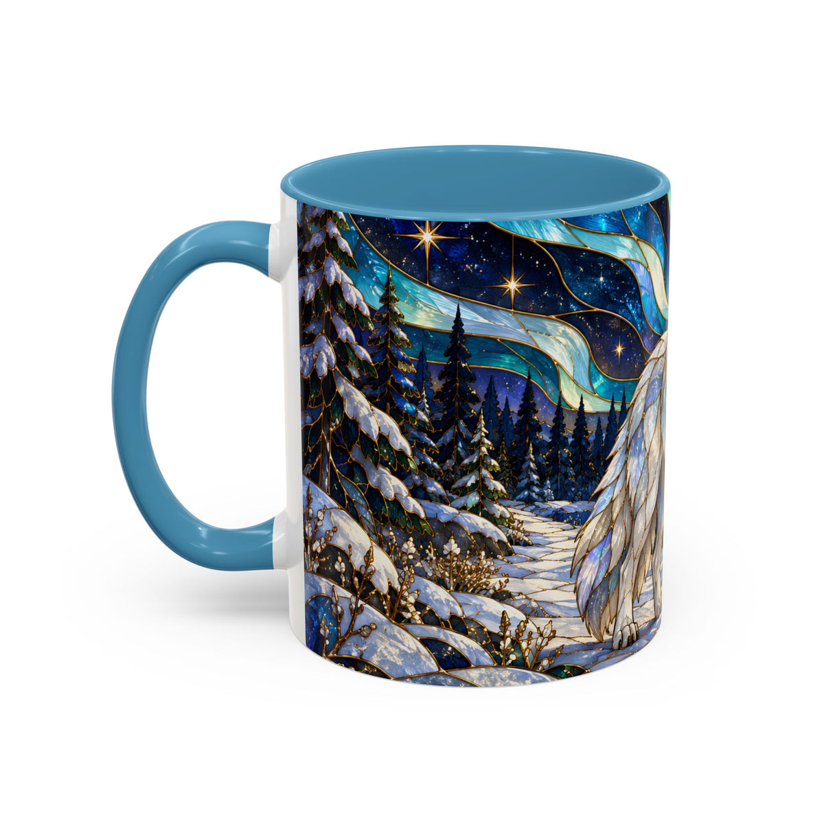 Aurora Lake Wolf Stained Glass Style Mug