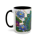 Floral Peacock Stained Glass Style Mug