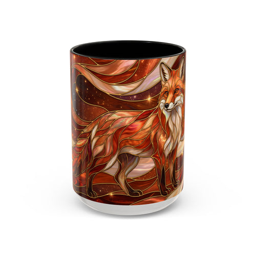 Ruby Glow Fox Stained Glass Style Mug