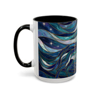 Celestial Blue Wolf Stained Glass Style Mug
