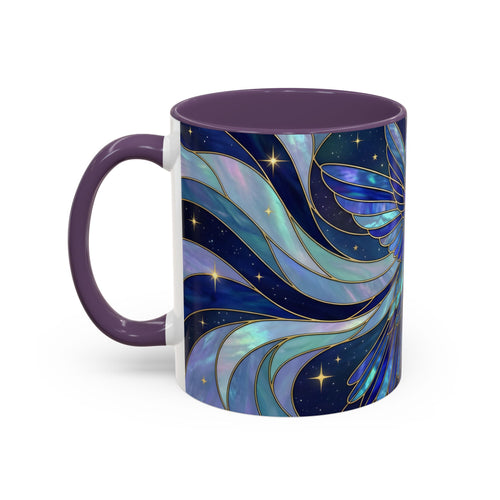 Blue Glow Hummingbird Stained Glass Style Mug