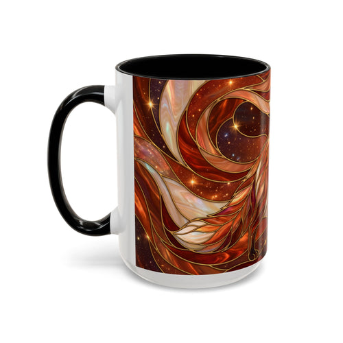 Ruby Glow Fox Stained Glass Style Mug